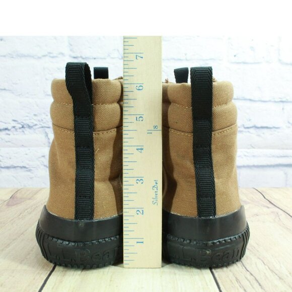 LL Bean Eco Woods Tan Canvas Lace Up Padded Collar Hiking Boots Size 13 M - Picture 6 of 9